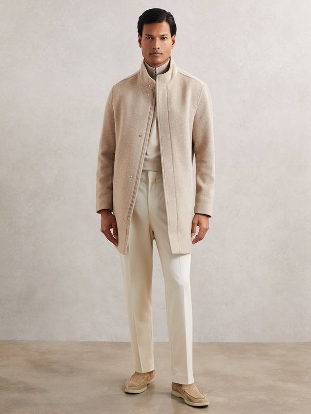 

Флисовое пальто из смесовой шерсти Reiss, Oatmeal Brown