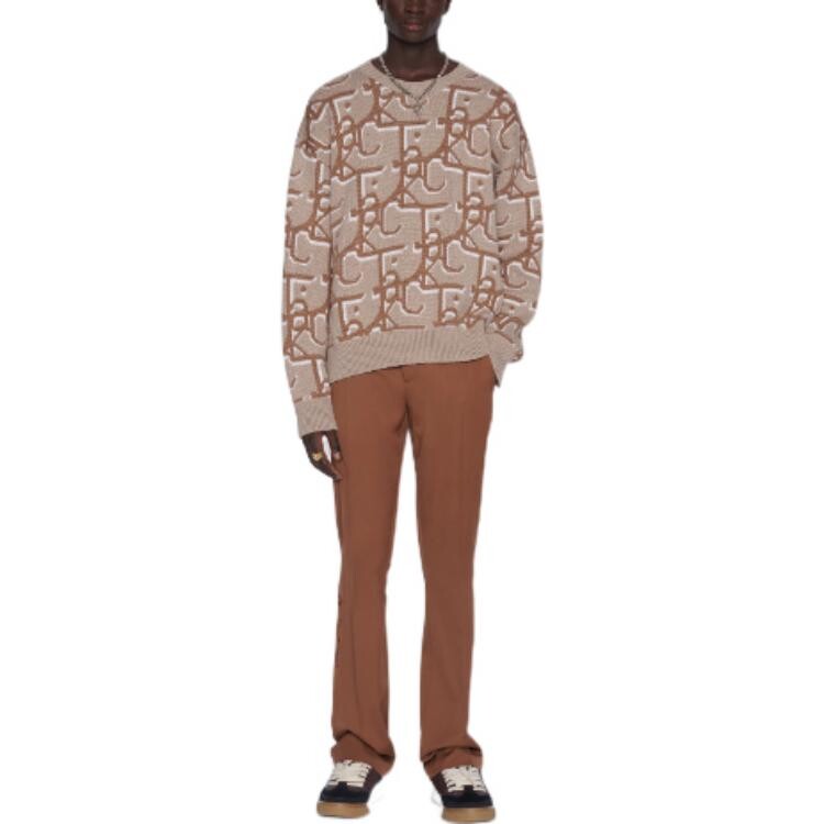 Travis Scott Quarterly Новые продукты Кашемировый свитер для мужчин Бежевый/коричневый Dior, коричневый — фото 3