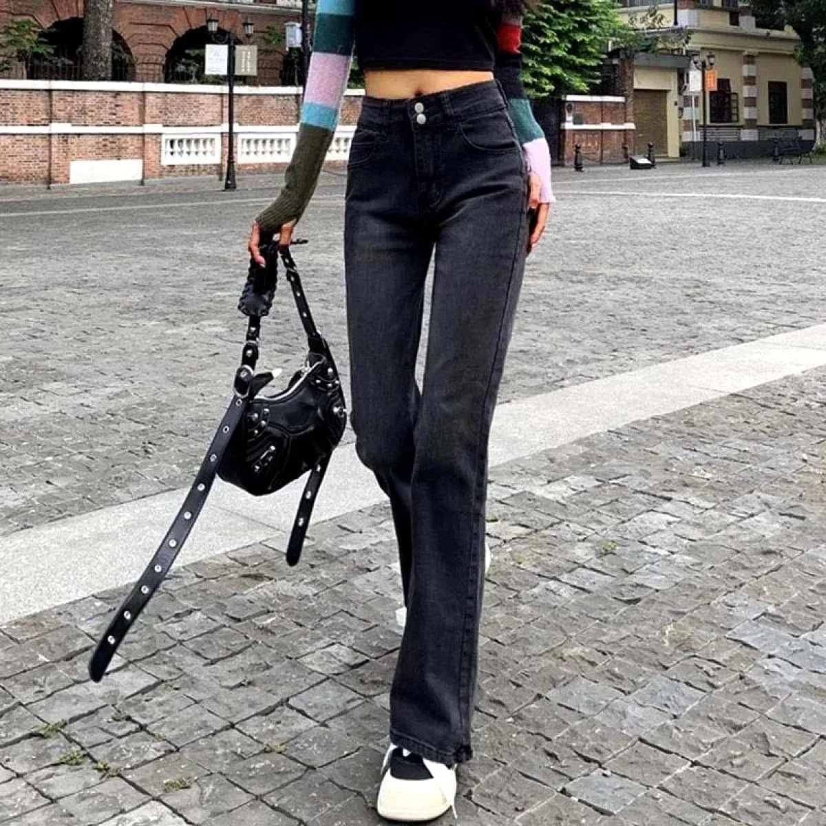 Джинсы клеш, классические, Women's Vintage, серый — фото 3