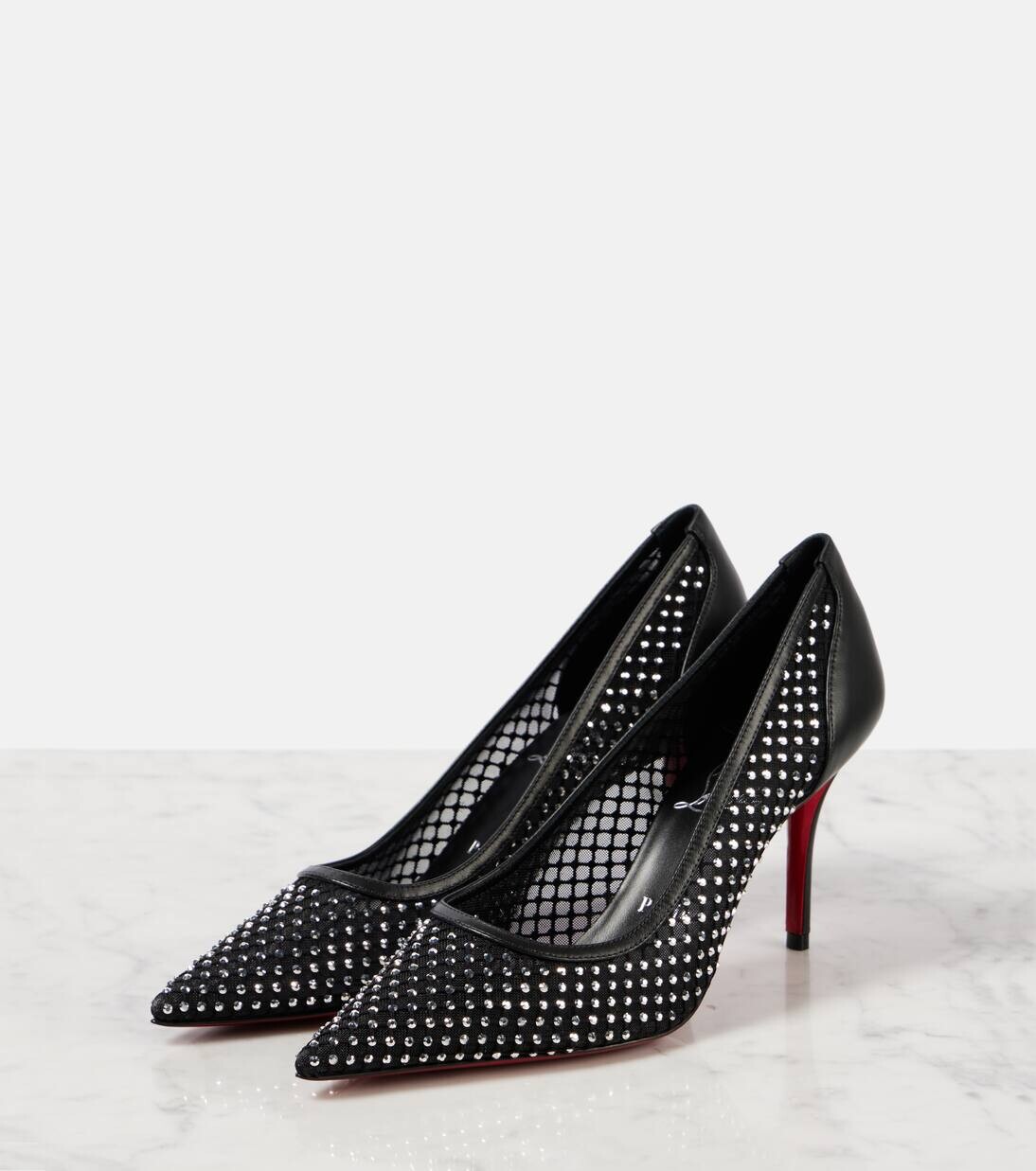 Туфли-лодочки Apostropha 80 из сетчатой ткани с декором Christian Louboutin, цвет black-cry/lin black — фото 4