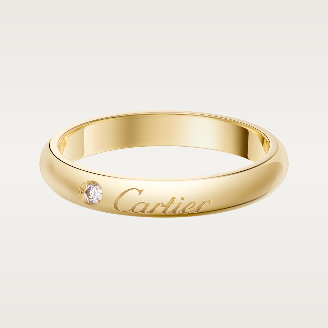 

Обручальное кольцо Cartier Alliance C de Cartier, ширина 3 мм, 1 ромб, желтое золото