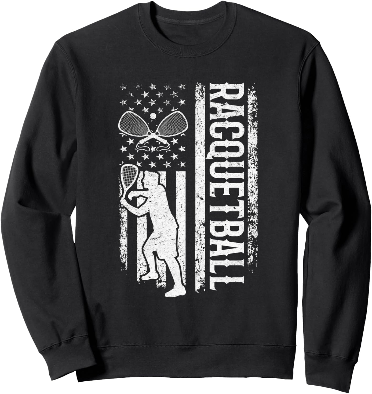 

Футболка с изображением американского флага и игрока в ракетбол Racquetball Game Racquetball Player, черный