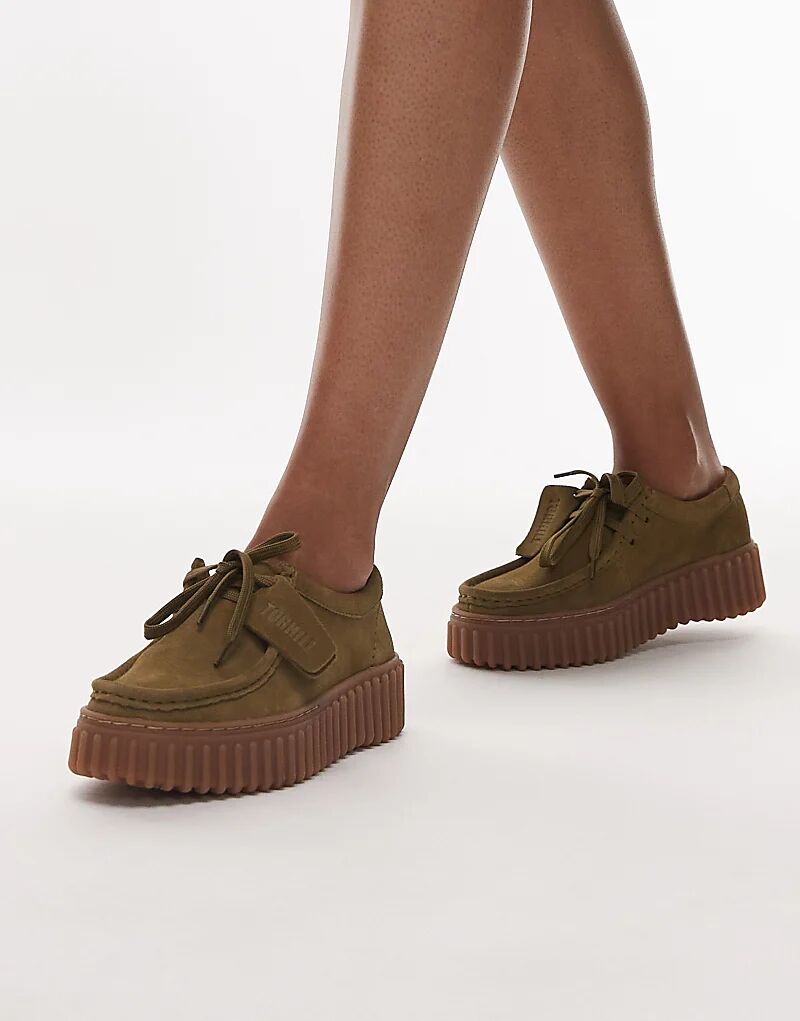 Туфли Clarks Torhill Bee из оливковой замши