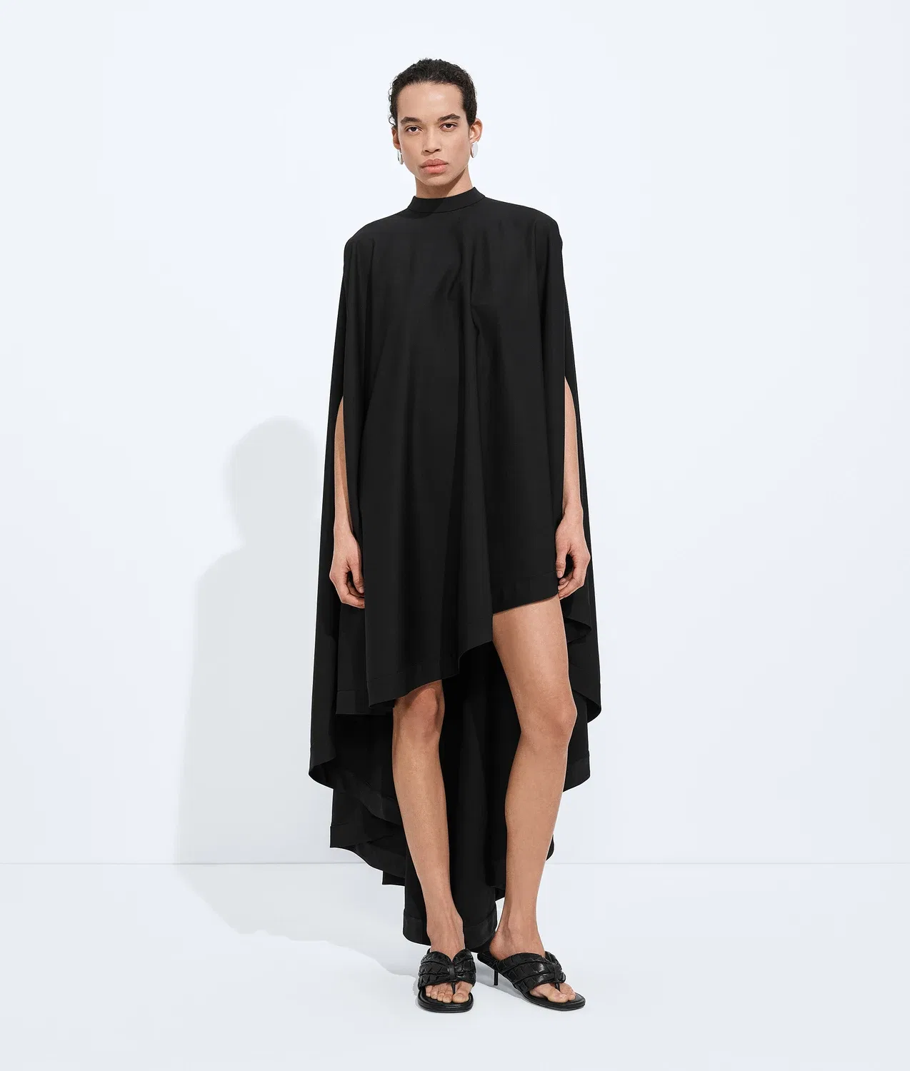 Платье-кафтан из легкой шерсти BOTTEGA VENETA, черный