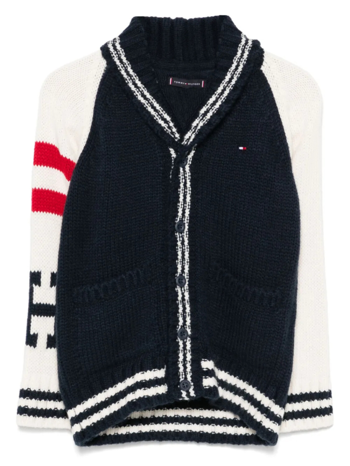 

Tommy Hilfiger Junior кардиган с логотипом в технике интарсия, синий