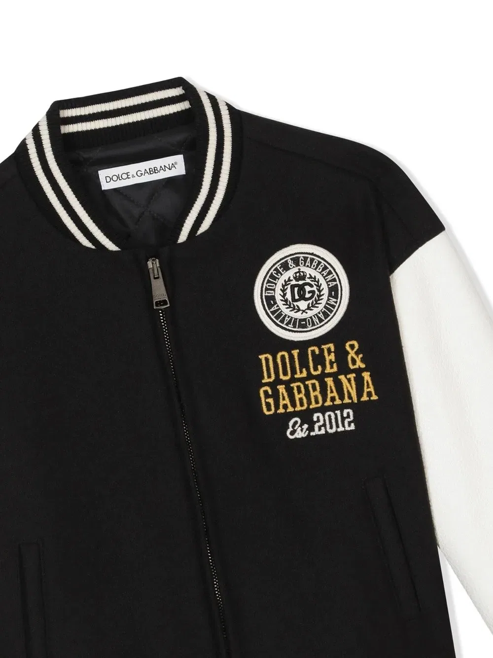 Бомбер с вышитым логотипом Dolce & Gabbana Kids, черный — фото 3