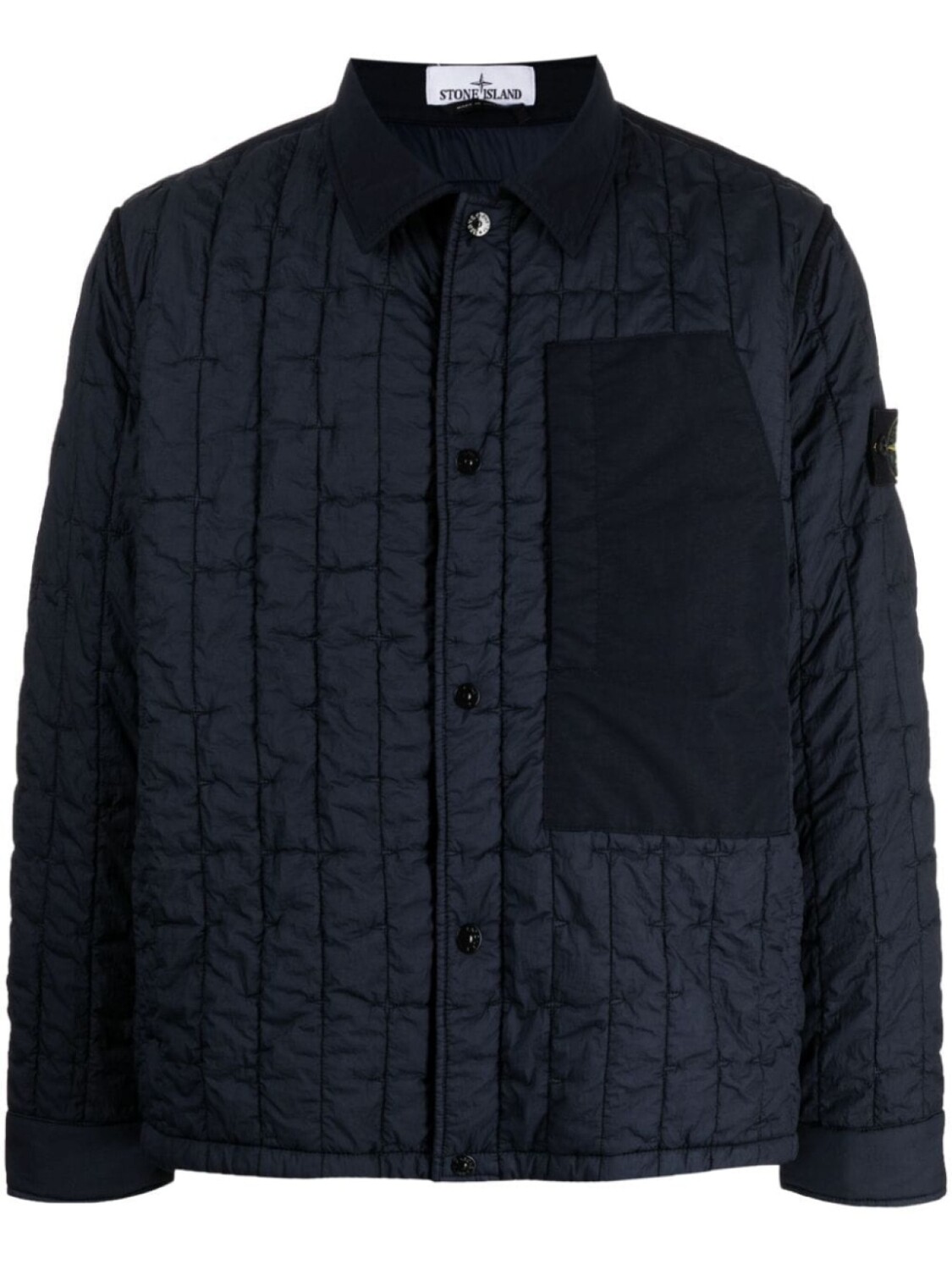 

Stone Island стеганая куртка с капюшоном и нашивкой Compass, синий