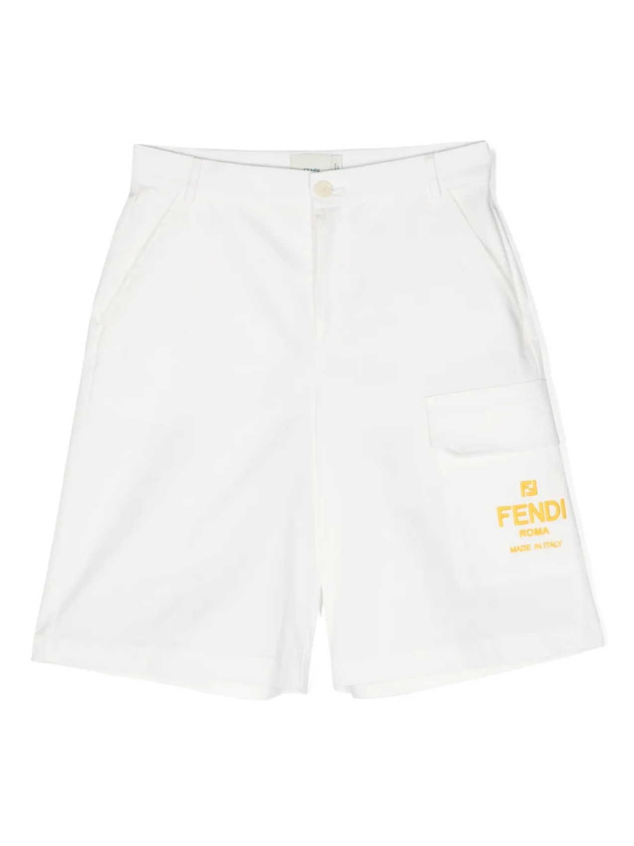 

Шорты-бермуды с логотипом FF Fendi Kids, белый