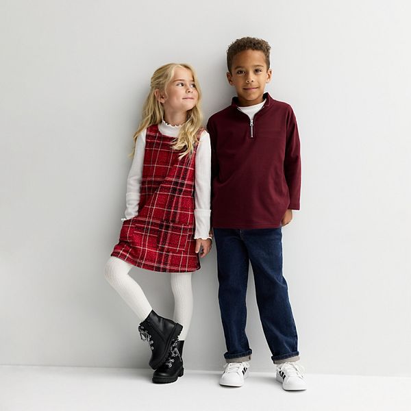 Детский комплект с воротником-стойкой: топ и платье Jumping Beans, Black Plaid Holiday — фото 4