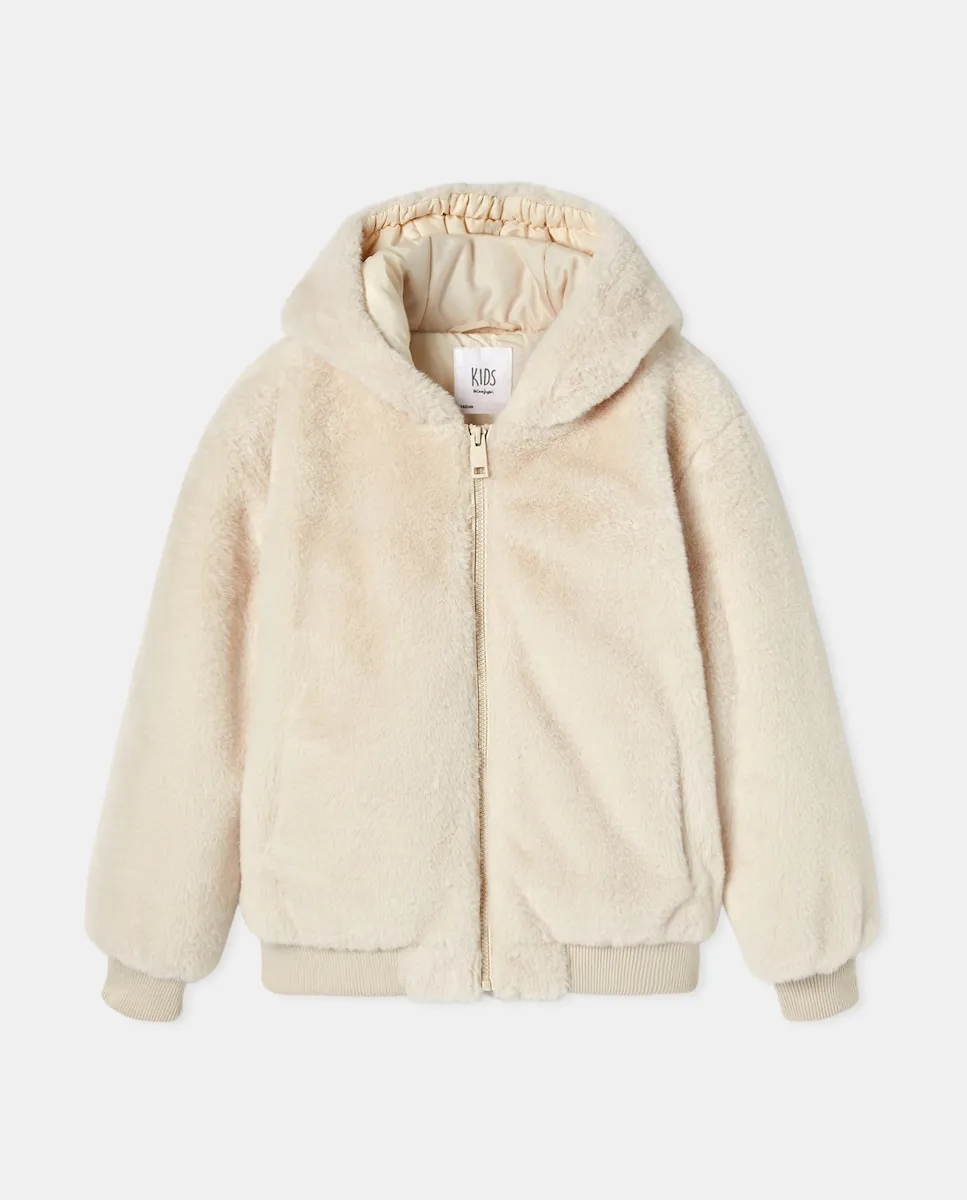 

Детское пальто с капюшоном из меха Kids El Corte Inglés, экрю