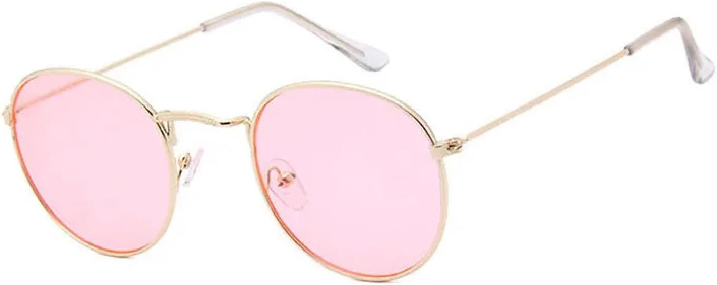 

Солнцезащитные очки с защитой UV400 | Круглая оправа, линзы конфетного цвета | Для женщин и мужчин, для занятий спортом на открытом воздухе и вождения DSVIGF, Gold Lightpink
