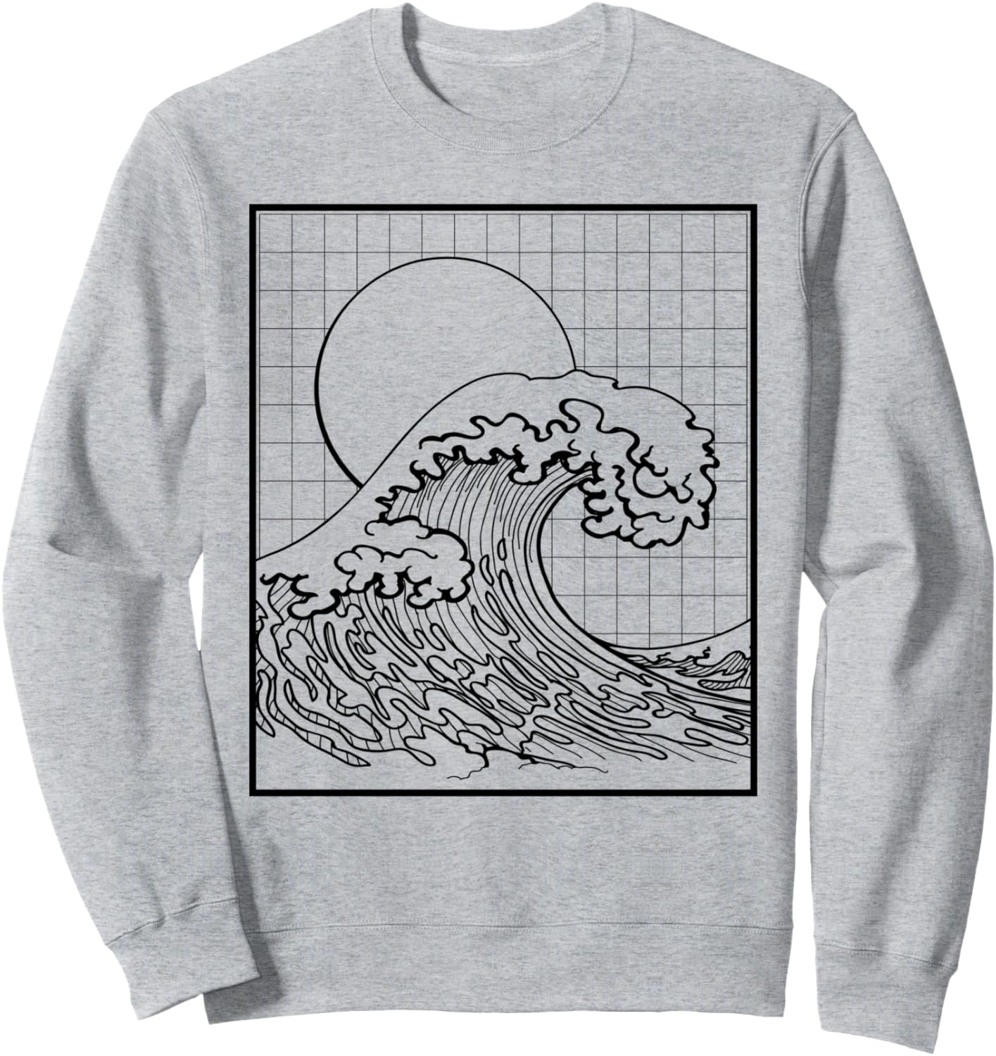 

Японская эстетика, мягкий гранж Канагавы, толстовка с изображением великой волны Japanese Aesthetic Clothing Kitakami Kanagawa River, серый