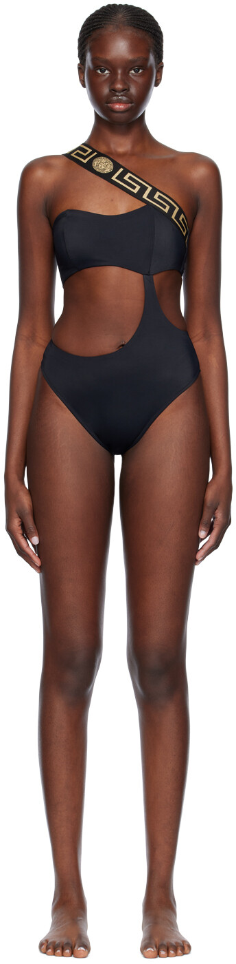 

Черный купальник с каймой Greca Versace Underwear, цвет Black