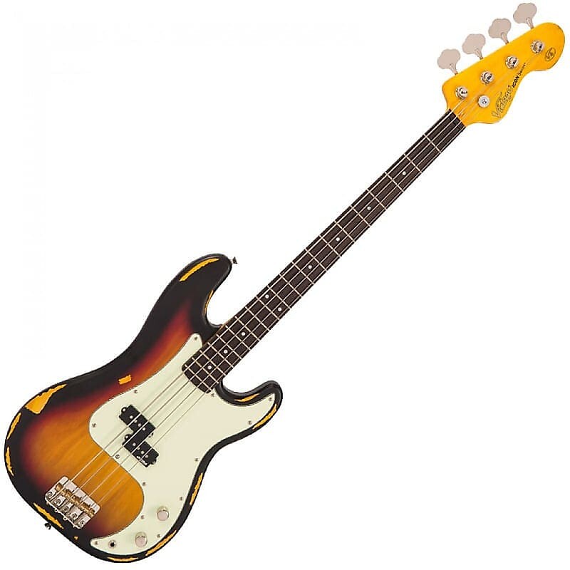 

Басс гитара Vintage Bass V4MRSSB Distressed finish, Sunset Sunburst
