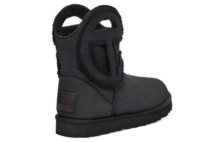 Угги зимние Telfar x UGG Logo Mini замшевые с аппликацией, черный — фото 4