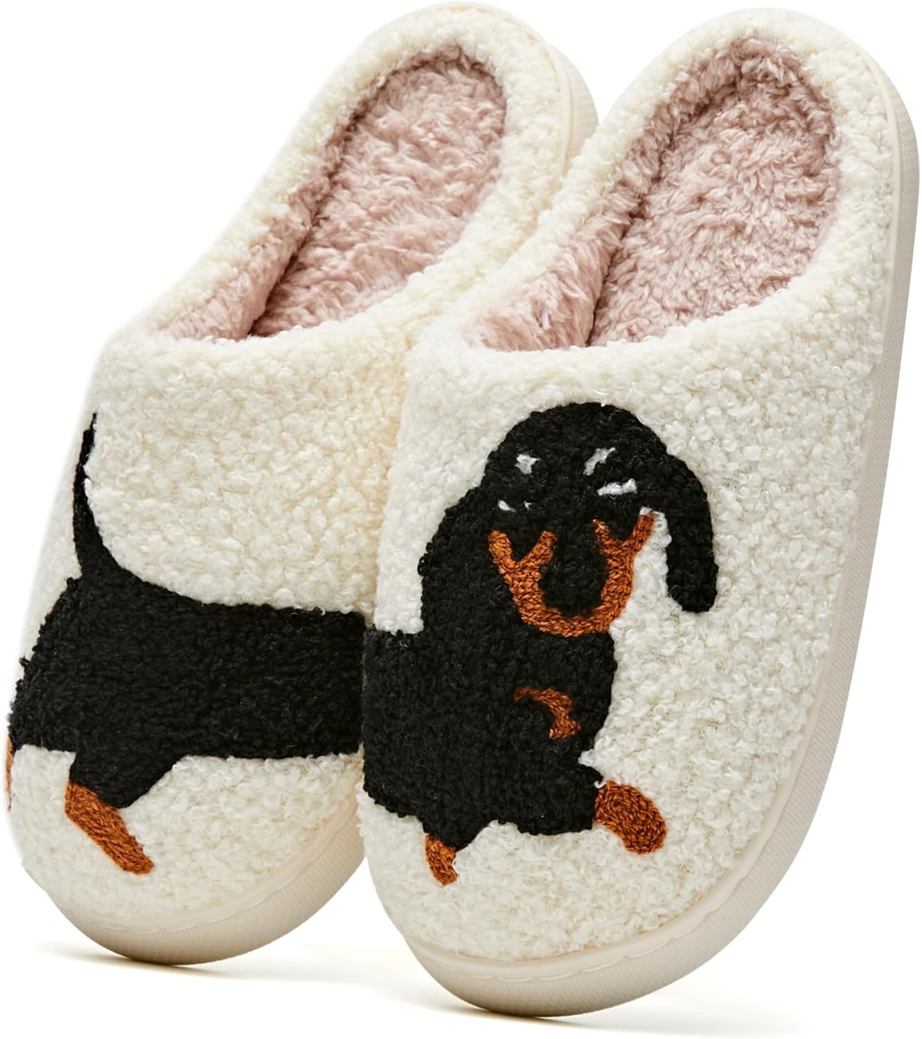 

Тапочки с изображением собак для женщин и мужчин с милой вышивкой таксы, французского бульдога, корги или пуделя, уютные плюшевые домашние тапочки с мемори-пеной и нескользящей подошвой, унисекс Gebufaw, Dachshund