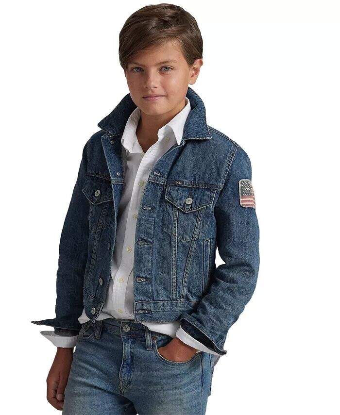 Джинсовая хлопковая куртка для мальчиков Big Boys Polo Ralph Lauren, синий — фото 4
