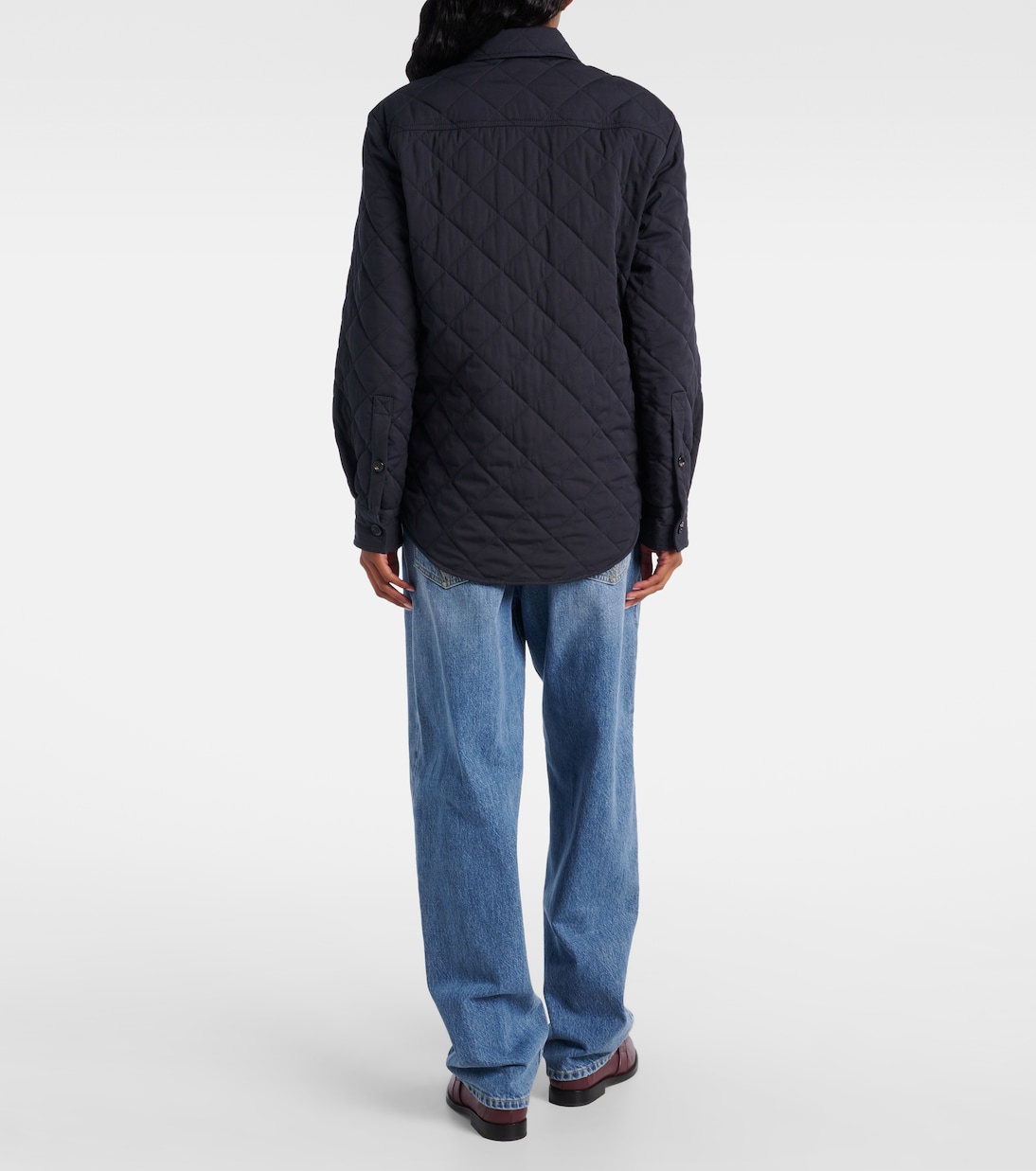 Стеганая верхняя рубашка из смесового хлопка Bottega Veneta, Midnight Blue — фото 3