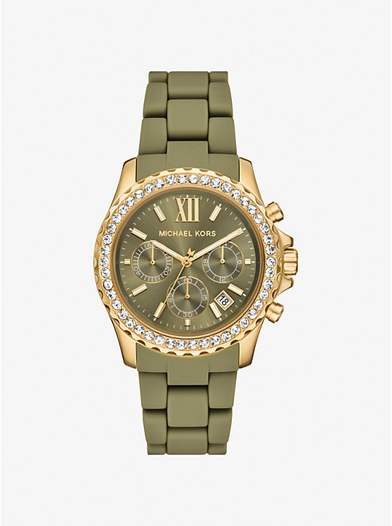 

Крупные часы Everest Pavé из золота и силикона Michael Kors, мультиколор