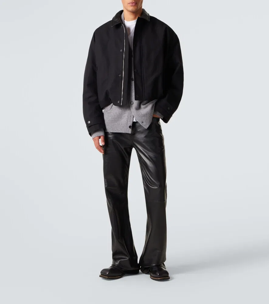 Кардиган с логотипом из шерсти и кожи яка Acne Studios, серый — фото 2