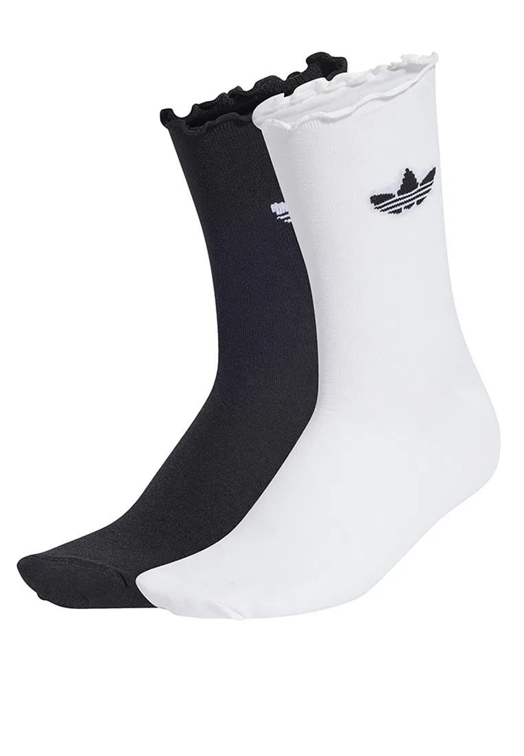 Носки женские, с рюшами, 2 пары Adidas, белый/черный