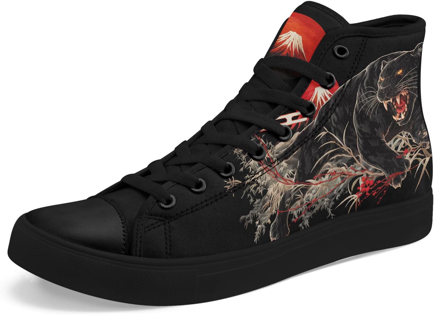 

Высокие кеды на платформе AWSOLE из канвы для женщин и мужчин, черные, винтажные, с принтом лесных животных, грибов и птиц, легкие повседневные тапочки из канвы