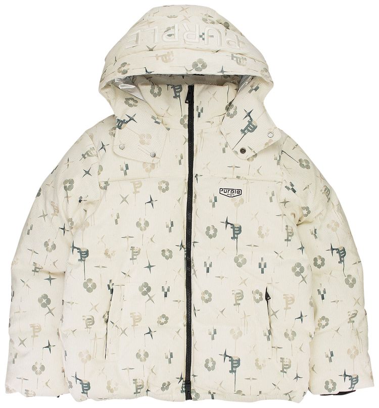 

Куртка PURPLE BRAND Printed Corduroy AOP Puffer Jacket 'Antique White', белый