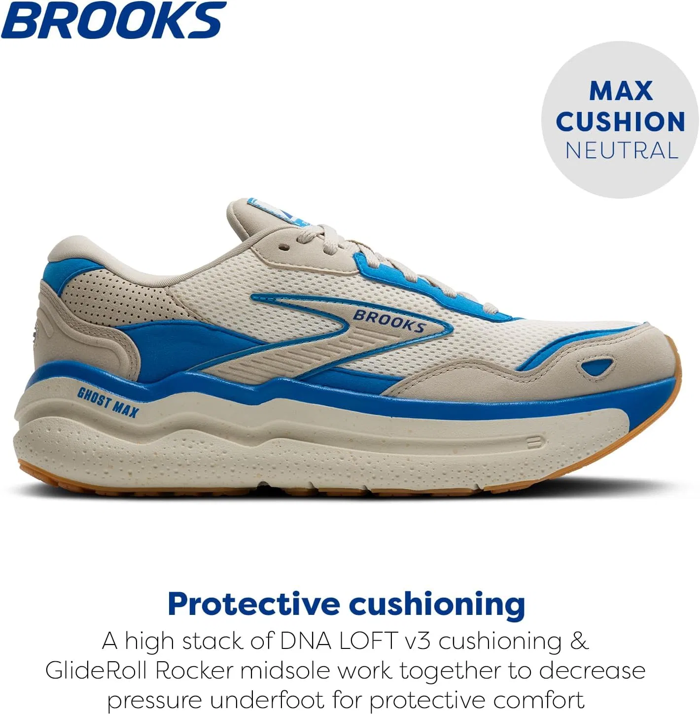 Мужские кроссовки Brooks Ghost Max 2, Silver Lining Blue Surf The Web — фото 2