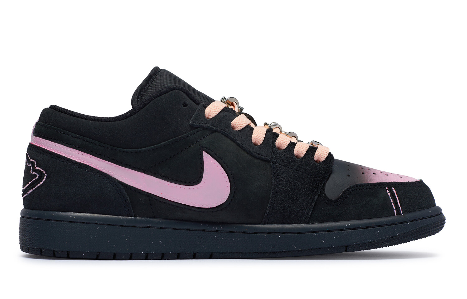 Кроссовки Air Jordan 1 Vintage Basketball Shoes Men Low-top Pink, черный/розовый — фото 2