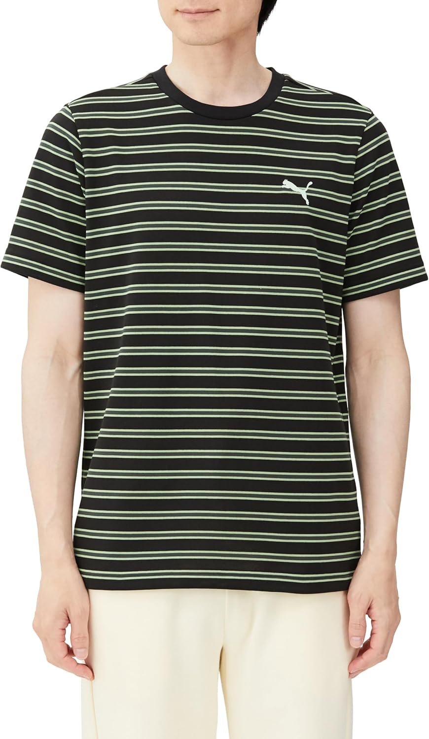 

Мужская повседневная футболка PUMA, свободный крой, летняя коллекция, полосатая футболка с коротким рукавом (680681), черный