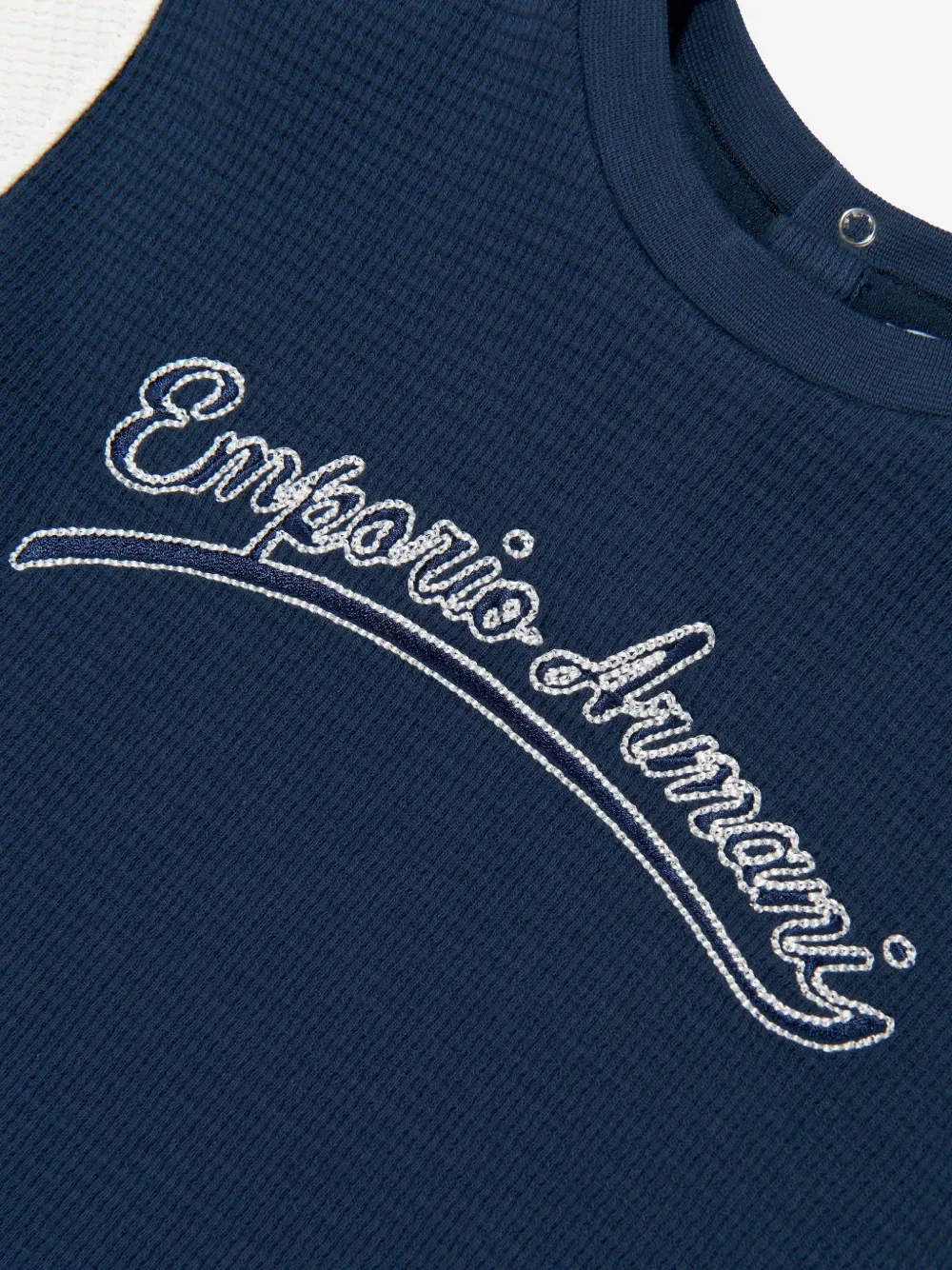 Футболка с вафельными рукавами Emporio Armani Kids, синий — фото 4
