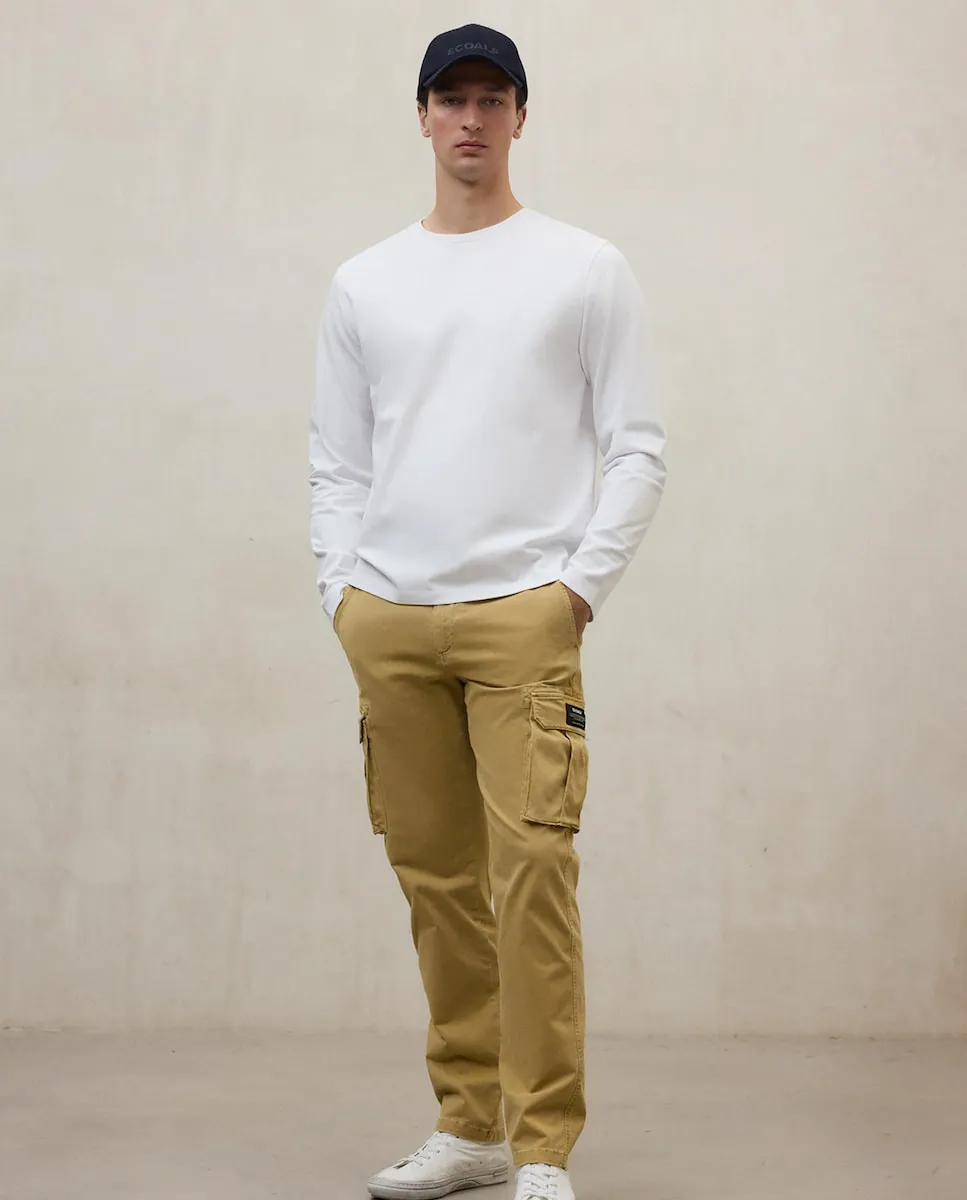 

Мужская футболка с длинными рукавами и принтом на спине Ecoalf, белый