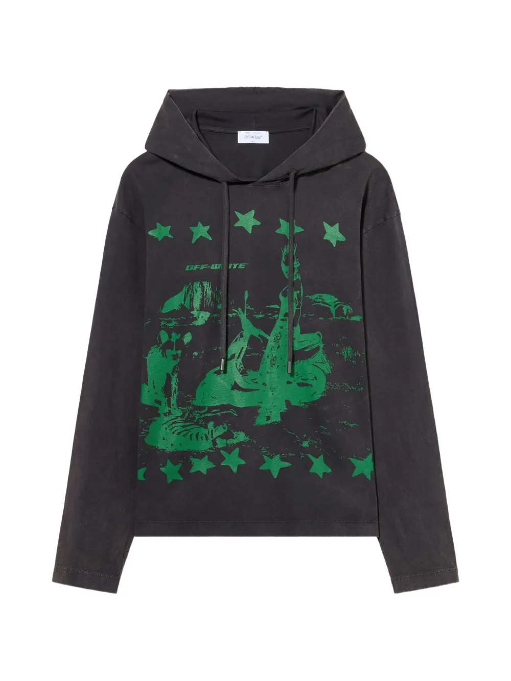 

Длинный рукав с капюшоном и графическим принтом Off-White, серый