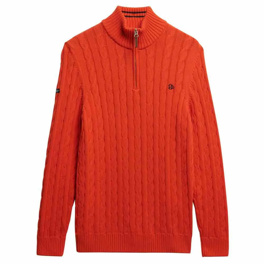 Классический свитер Superdry с косами и застежкой-молнией до середины груди, оранжевый — фото 2