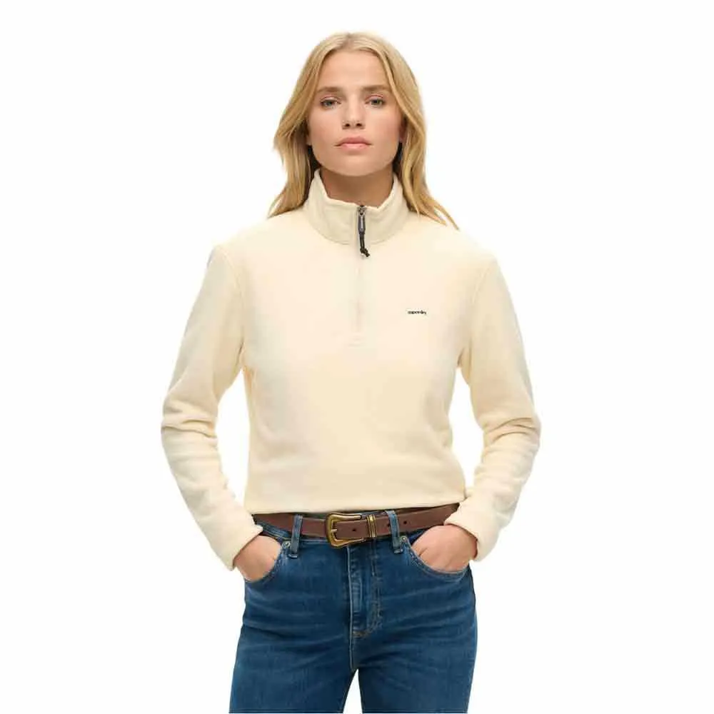 

Укороченная толстовка Superdry Polar Fleece с застежкой-молнией до середины груди, бежевый
