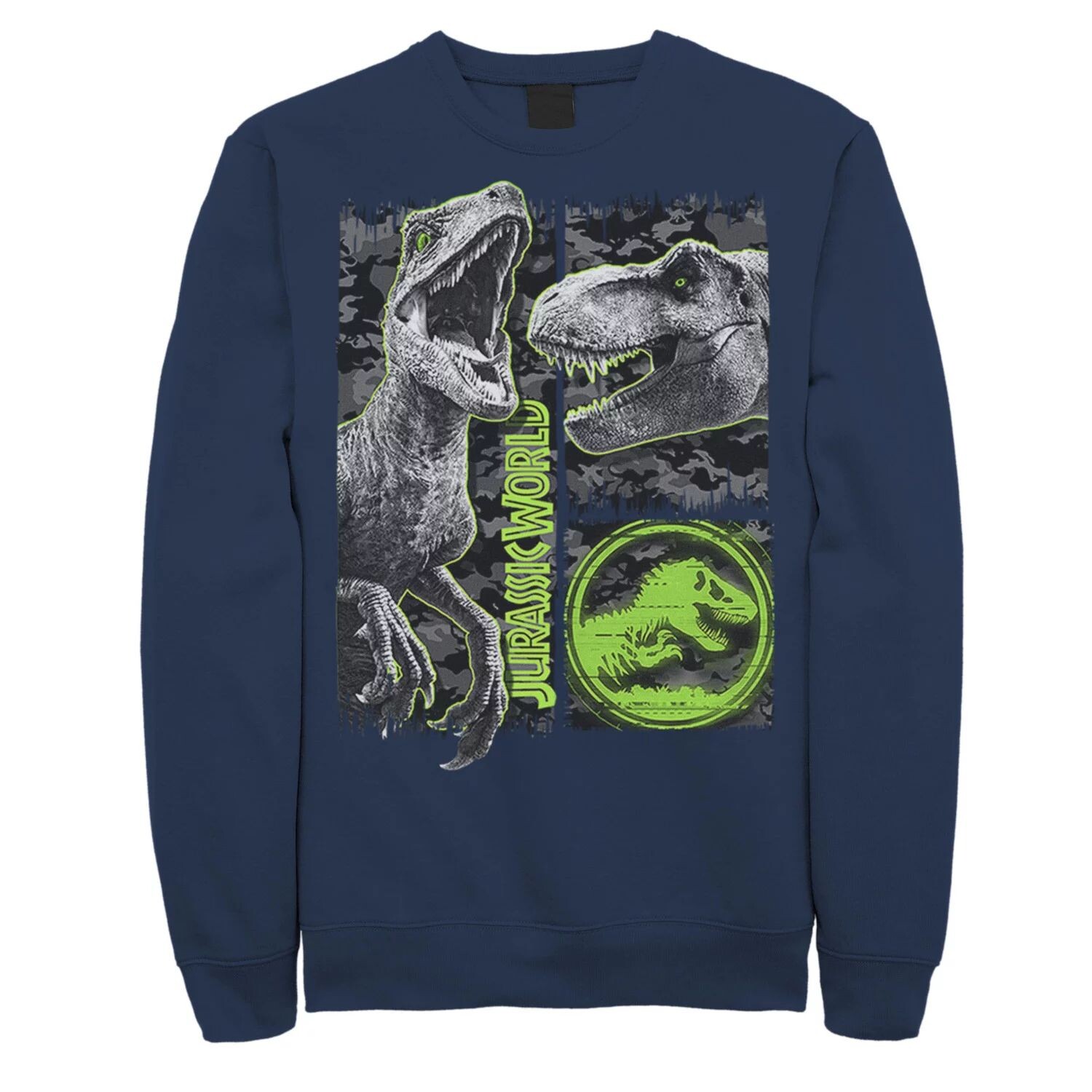 

Мужская толстовка с камуфляжным принтом Jurassic World Two Raptor T-Rex и царапинами Licensed Character, синий