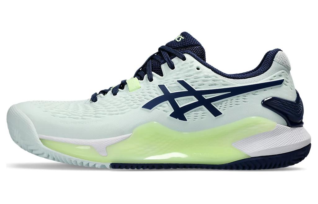 

Женские кроссовки Asics Gel Resolution 9 Clay Pale Mint Blue Expanse, бежево-желто-голубые