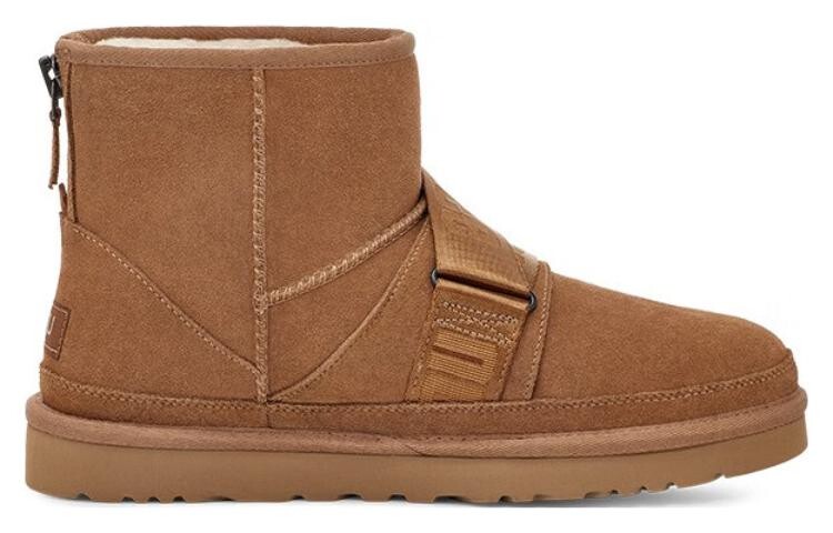 Полусапоги мужские UGG замшевые с декоративной застежкой, каштановый — фото 2