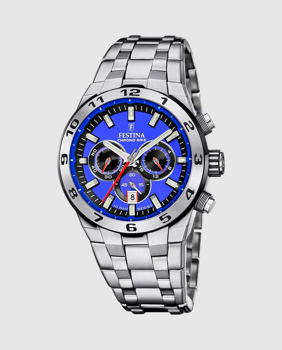 

Мужские часы F20670/3 Chrono Bike из серебристой стали Festina, серебряный