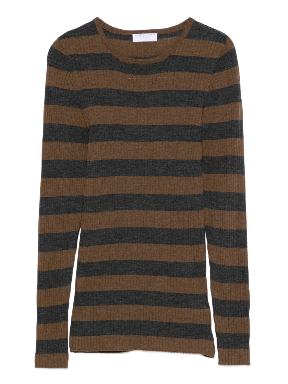 

Свитер в полоску Majestic Filatures, коричневый