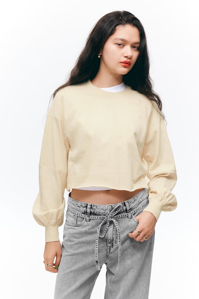 

Укороченная рубашка с длинными рукавами Monki, бежевый