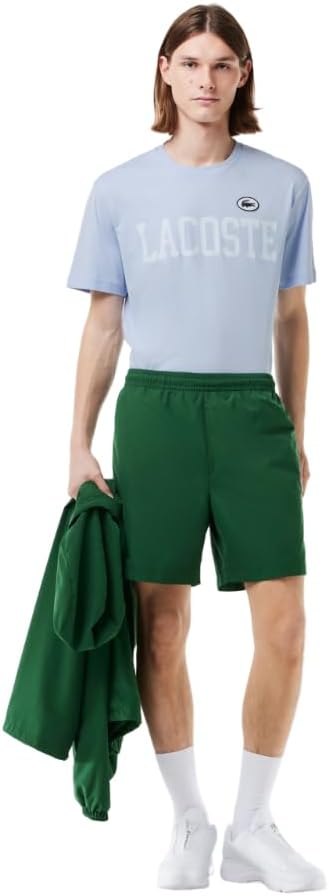 Мужская футболка Lacoste с коротким рукавом, классического кроя, с крупной надписью Lacoste., Phoenix Blue — фото 4