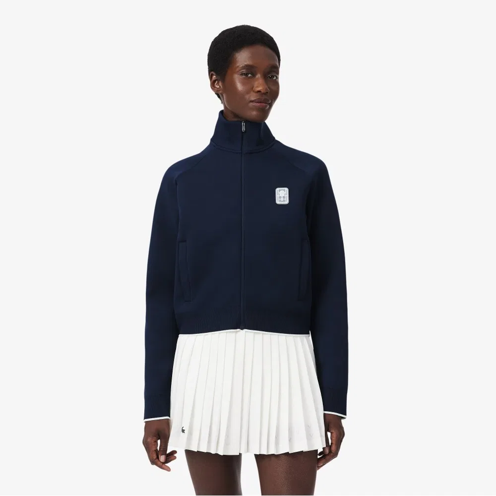 Толстовка Lacoste Heritage, женская теннисная на молнии, тёмно-синяя — фото 2