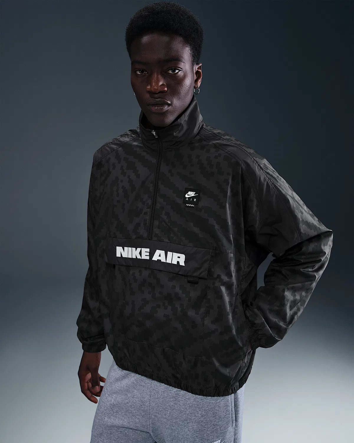Мужская куртка Nike Air с полузастежкой, Anthracite/Black/Black