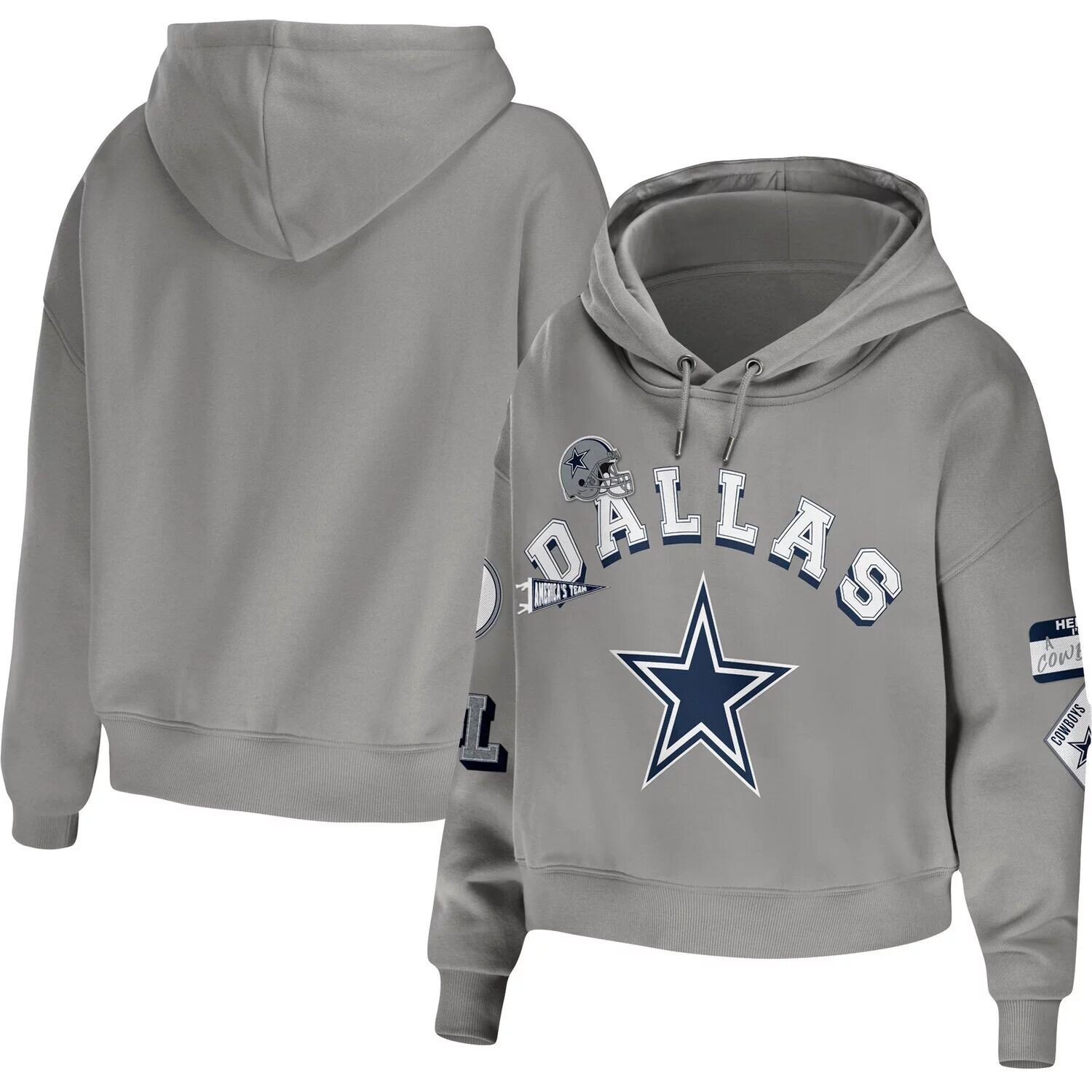 

Женская одежда от Erin Andrews Серая толстовка с капюшоном Dallas Cowboys Скромный укороченный пуловер больших размеров, Серый, Женская одежда от Erin Andrews Серая толстовка с капюшоном Dallas Cowboys Скромный укороченный пуловер больших размеров