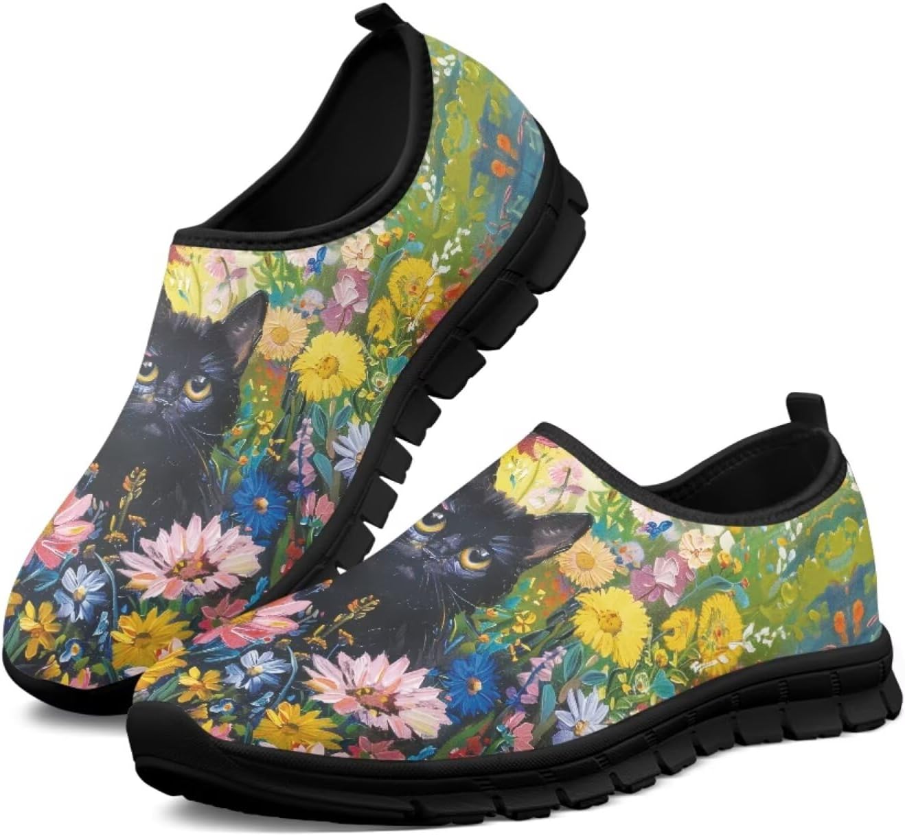 

Мужские слипоны Hsaiyjsp с принтом кошки, повседневные лоферы, обувь без шнурков, кроссовки для бега, дышащие кроссовки, черный