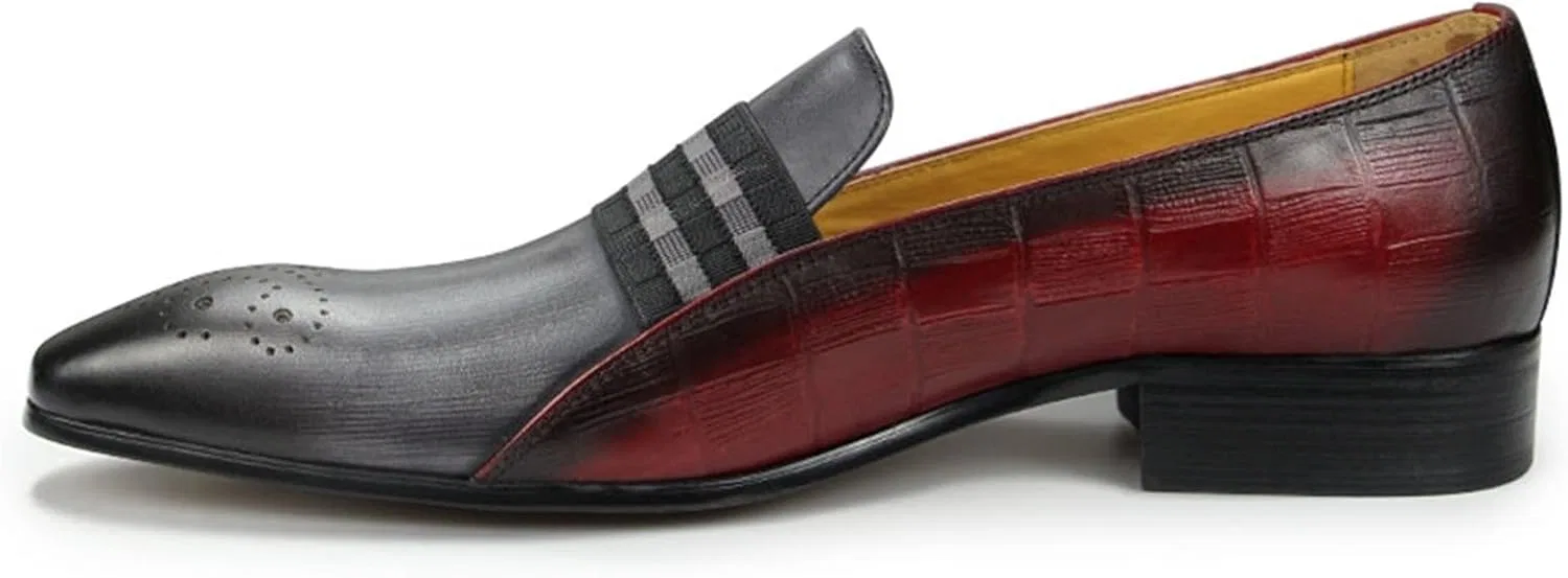 Туфли кожаные мужские, красно-серые полосатые, Loafers EXAMEEEU — фото 3