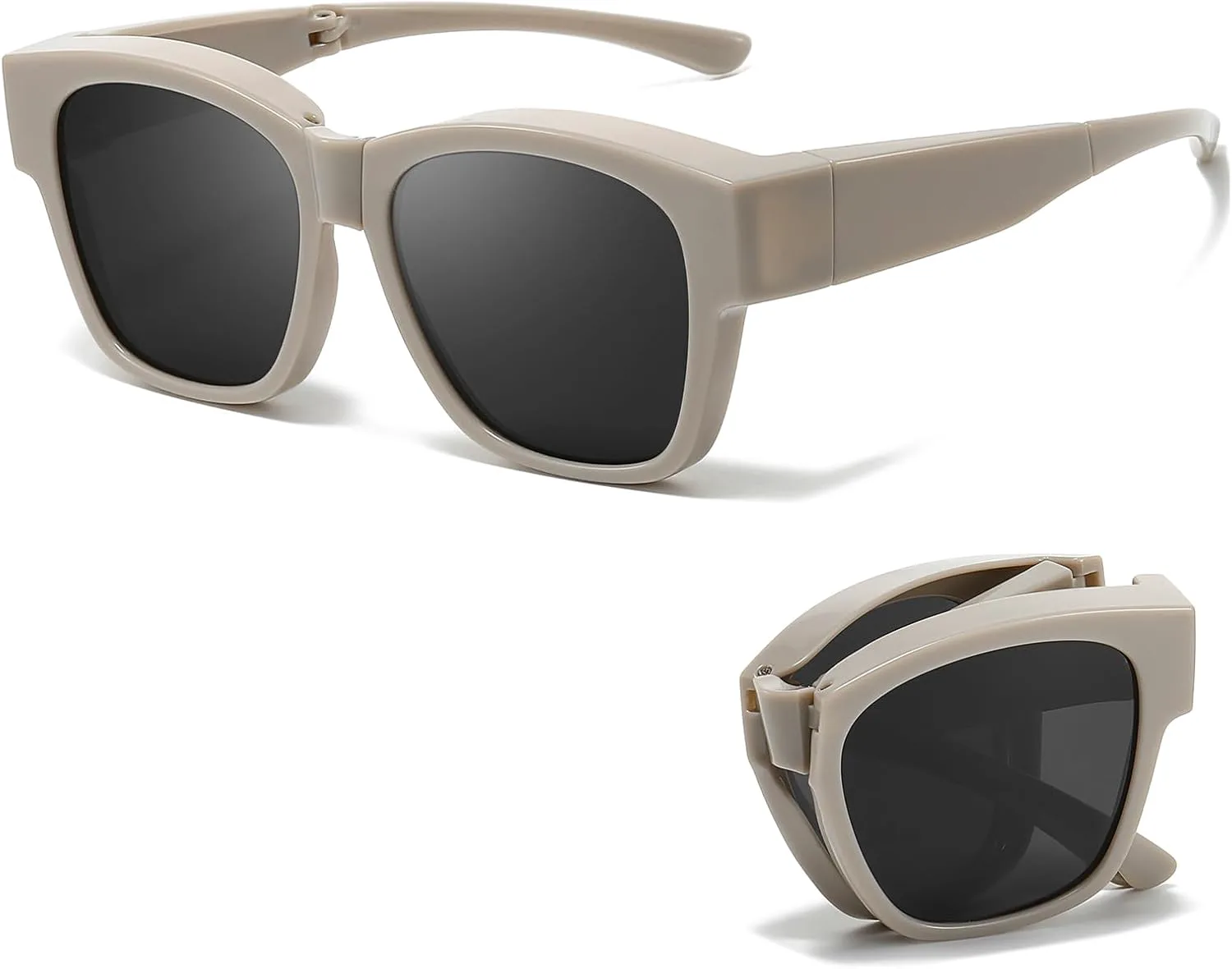 

Складные солнцезащитные очки Trysee для женщин и мужчин, поляризованные, с защитой от УФ-излучения, складные солнцезащитные очки с чехлом IF8709, G02 Grey