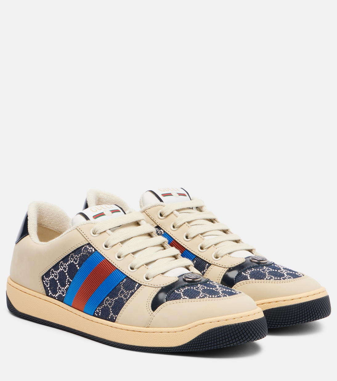 Кроссовки GG из денима с кожаными вставками Gucci, Db/Dm/Bl/Bs-n/Mw/B/M