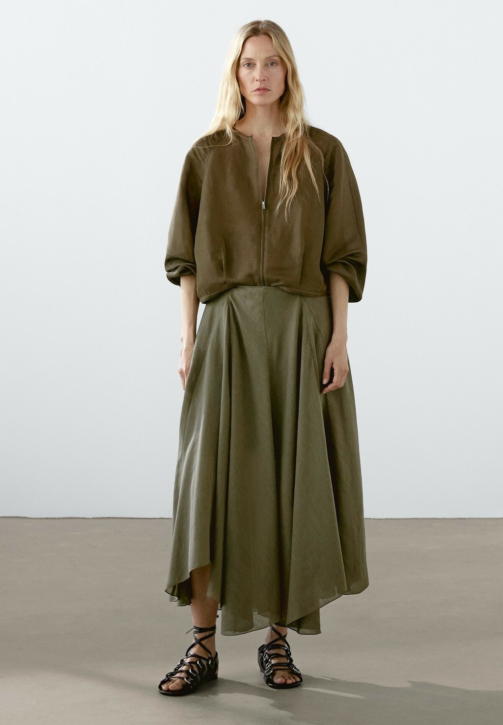 

Юбка макси FLOUNCE Massimo Dutti, Dark Green